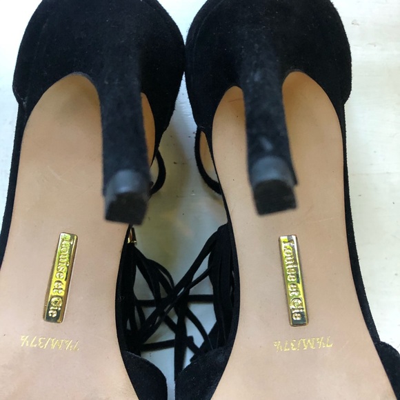 Louise et cie black suede tassle heels sz 7.5 - Picture 3 of 6